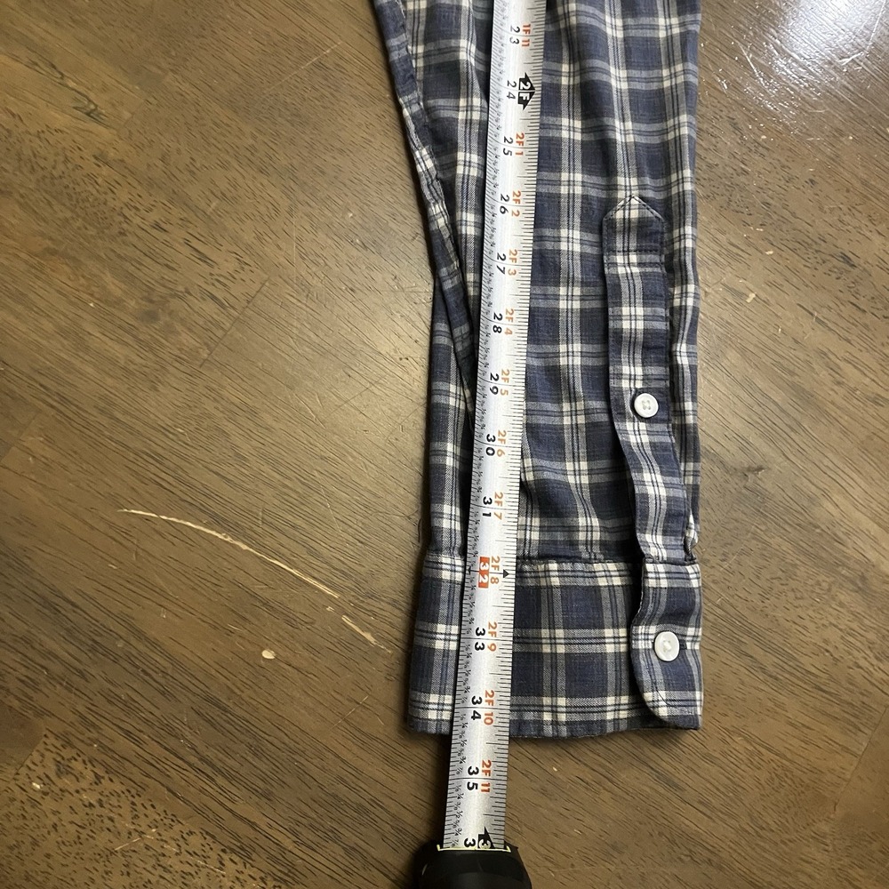 Faherty Men's XXL Blue Plaid Lightweight Flannel Shirt  Cotton Long Sleeve Light - Picture 10 of 10